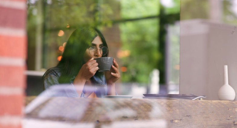 Woman enjoying coffee